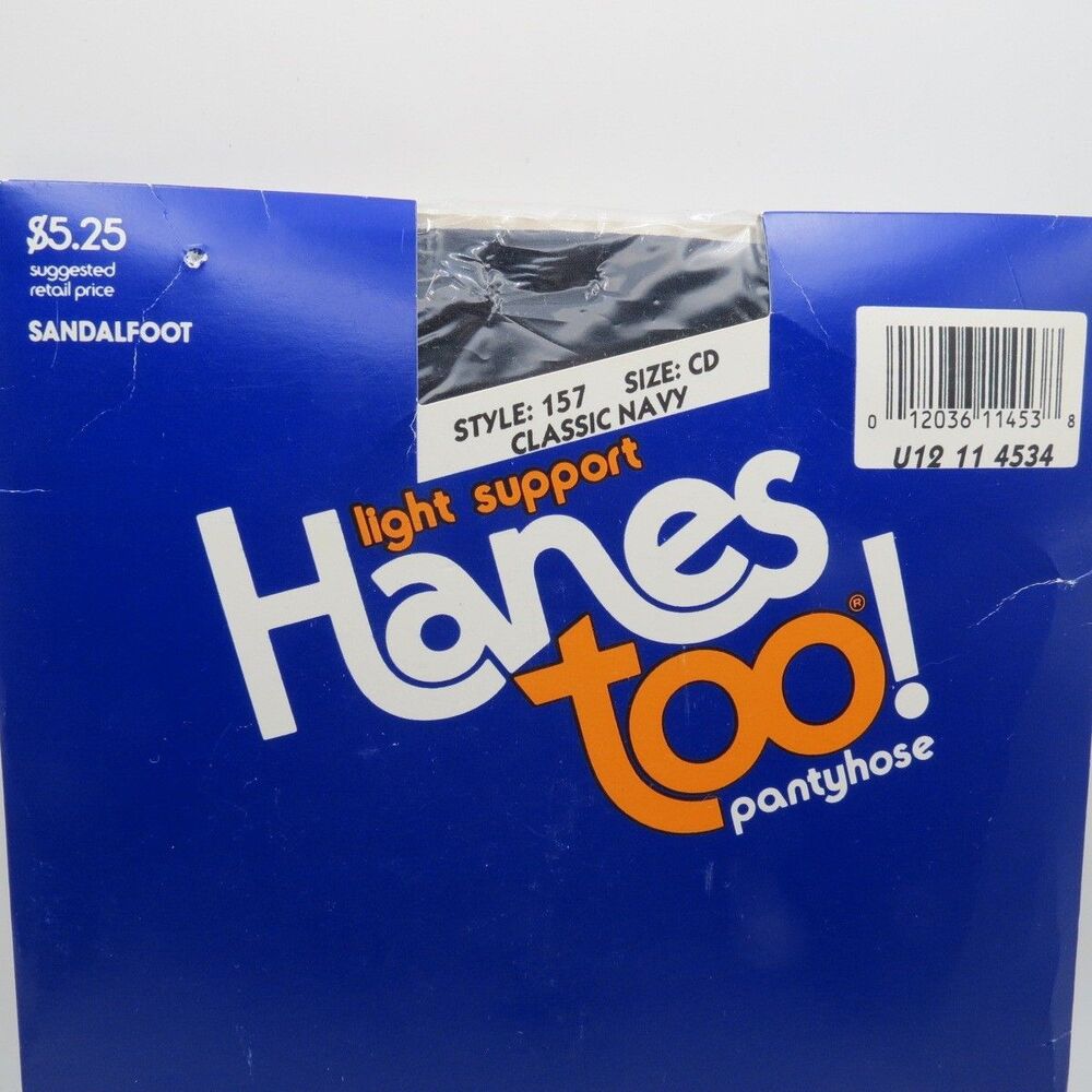 Hanes Too Classic Navy Light Support Sandalfoot Style 157 Pantyhose Size CD‎ - Picture 3 of 7